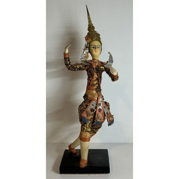 VTG Handmade Dancer Figurine Doll Statue 1960s Bangkok Thailand Oriental MCM Fun - Picture 2 of 16